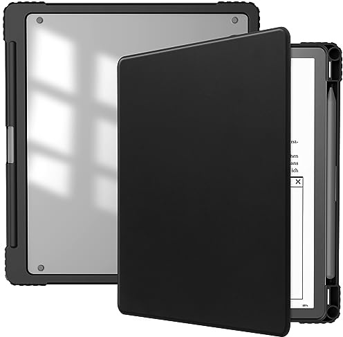 HGWALP Custodia trasparente Slimshell per Kindle Scribe 10.2 (2024/2022 Rilasciato), Kindle Scribe Case Cover 10.2 pollici 2024/2022 con supporto della penna e funzione di sonno/sveglia automatica-BK