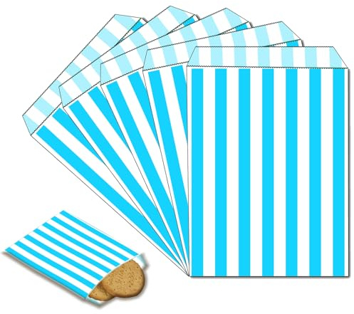POPOYU Candybar, sacchetti di carta, 100 sacchetti regalo, 13 x 18 cm, per matrimonio, caramelle bar, sacchetti per confezioni regalo, regali di compleanno per bambini, matrimoni, feste (azzurro)