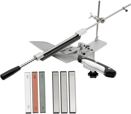 Messerschärfer Profi, Edelstahl Messerschleifer Set mit Festem Winkel, Aluminium Knife Sharpener System, Manuelle Messerschleifer 360° Drehung Flip Design Fester Winkel, mit 6 Diamant Schleifstein