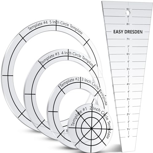 Acryl-Steppschablonen, Lineal, 25,4 cm, Dresdner Teller, Vorlage für Quilten, Decken, Kleidung, Basteln, DIY, 5 Stück (transparent)