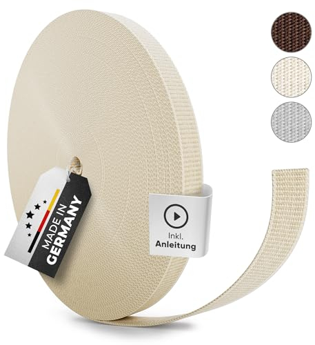 MEISTERBAU - Cinghia per tapparelle da 50 m, 14 mm [Made in Germany] – Nastro per tapparelle su porte e finestre – Estremamente resistente agli strappi e ai raggi UV – Cinghia per tapparelle con bordi