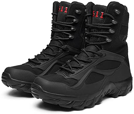 MOooy Herren Tactical Militärstiefel Kampfstiefel Tactical Schuhe Security Boots wasserdichte Armeestiefel Einsatzstiefel Wüsten Military Boots High-Top Stiefel Arbeits Berufs-Schuhe,Black-40EU