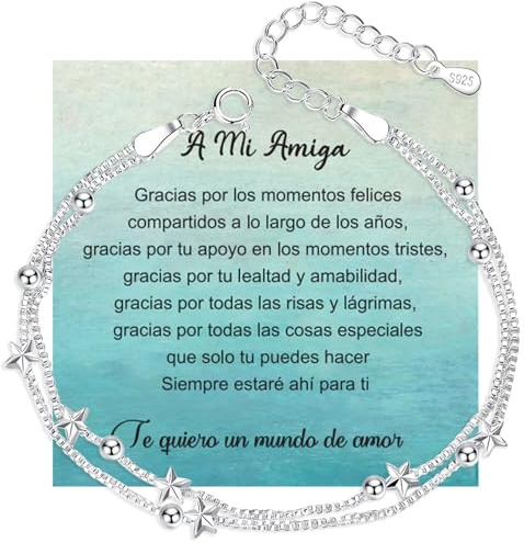 Tusuzik Mujer Pulseras Amistad Amigas Plata de Ley 925 Pulsera Especiales Regalos para
