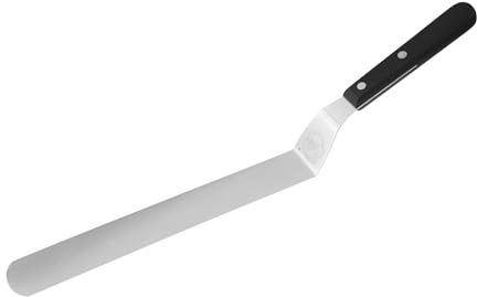 Sallys Angled palette made of stainless steel with double riveted and ergonomically shaped handle, cake accessories for brushing and decorating cakes (long (24 cm)