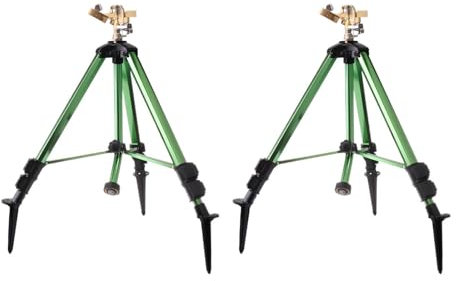 F Fityle 2X Impulsregnerkopf auf Stativbasis, Stativ-Rasen-Impulsregner aus Messing, 0-360 Grad, große Flächenabdeckung für Gartenrasen