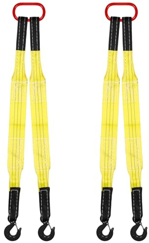 Maasechs 2 Pack Lifting Slings Straps with Hooks Web Slings Capacity Polyester Bridle Sling Heavy Duty Two Leg Lifting Straps for Engines Cranes Hoists Truck(Yellow,3.3ft) | Capacity Polyester Bridle Sling Heavy Duty Two Leg Lifting Straps for Engines Cranes Hoists Truck