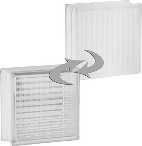 Fuchs Design 5 piezas de bloques de vidrio rejilla transparente un lado satinado 19 x 19 x 8 cm