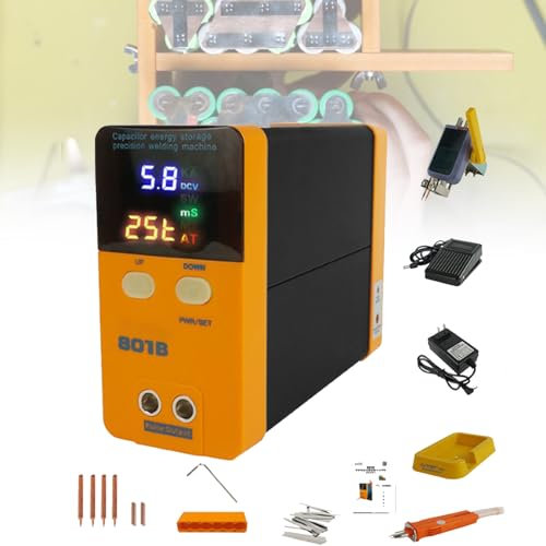 Saldatrice a punti, saldatrice a punti a impulsi ad alta potenza da 11,6 KW, saldatrice a punti automatica a induzione per batterie, per la saldatura di precisione di pacchi batteria al litio,Black