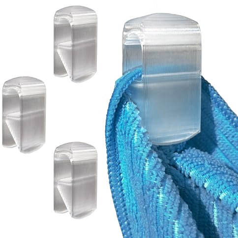 Generisch Handtuchklemme ohne Bohren, 4 Stück – Anti-Rutsch, Handtuchhaken, Handtuch Haken für Bad und Küche, Starker Halt, Selbstklebend, Rutschfest und Rostfrei, Klebehaken klein