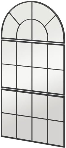 HOMCOMSpecchio da parete moderno a forma di arco, per camera da letto, ingresso e soggiorno, 3 ganci, 76 x 43 cm, nero