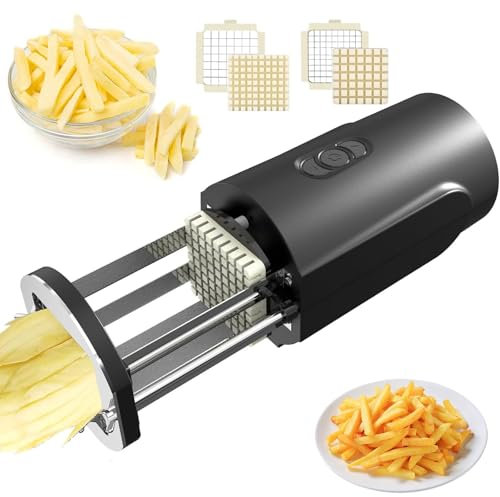 CWCQGH Electric French Fry Cutter Automatic Potato Cutter Machine Commercial French Fry Maker Cutter Household with 1/2-3/8 Inch Stainless Steel Blades for Cucumbers, Carrots