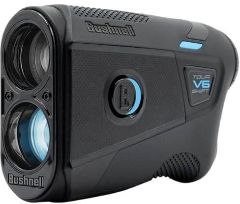 Bushnell Golf Tour V6 Shift Laser Rangefinder with Slope Compensation, 1300-Yard Range, Flag Lock Vibration, Magnetic Cart Mount, 6X Magnification, Waterproof – Tournament Legal (Black)
