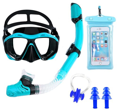 Taucherbrille Schnorcheln Set, Erwachsene Tauchmaske Taucherbrille mit Schnorchel Volltrocken für Herren und Damen Anti-Leck & Anti-Fog, Schnorchelmaske für Schnorcheln, Schwimmen und Tauchen (Grün)