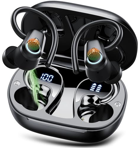 Wireless Earbuds, Bluetooth 5.4 Headphones Sport with 4 ENC Noise Canceling Mic, 50H in Ear Buds HiFi Stereo, Bluetooth Earphones with Earhooks USB-C, IP7 Waterproof Wireless Headphones for Running
