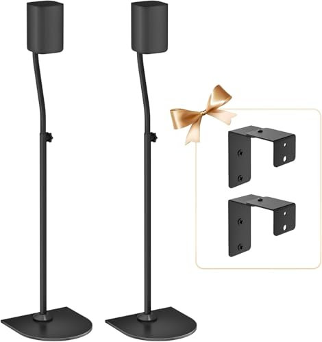 Pair of Universal Surround Speaker Stands Height Extend 33 to 42 Adjustable Rear Speaker Stands for Sony, Samsung, LG, Vizio, Roku Most Small Satellite Surround Sound Speakers Stand with Wall Mount