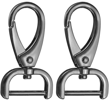 QUARKZMAN 2 Stück 20 mm D-Ring Abnehmbarer Karabinerhaken Schwenkbarer Karabiner mit Schiebeschnalle Hummerkrallenverschluss für Taschengurt Schlüsselanhänger Tasche DIY Handwerk (Gunmetal)