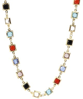 IVY TAILI Gold Choker Necklace for Women Trendy 18k Gold Plated Adjustable Square Colorful Cubic Zirconia Necklaces Dainty Choker Necklace for Women