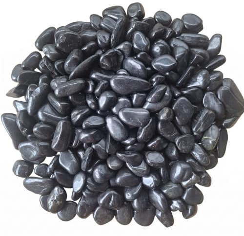 Kieselsteine Schwarz Poliert 1-3 cm | Dekosteine Garten Zierkies 20 kg | Edler Hochglanz-Effekt, wetterfest & frostbeständig; ideal für Zimmerbrunnen, Aquarien, Vasen & Blumentöpfe