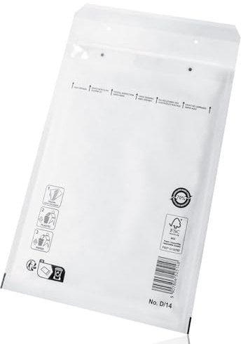 Switory 25stk Luftpolsterumschläge Polsterumschlag Versandtaschen D4(200 x 275 mm) 14/D, Weiß Luftpolstertaschen geeignet für DIN B5 / C5+, Versandverpackung mit Selbstklebeverschluss
