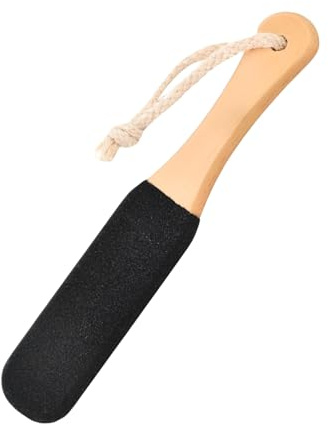 Bimsstein für harte Haut, professioneller schwarzer Fußstein mit Holzgriff, ergonomische Fußfeile und Fußschrubber zum Entfernen von Hühneraugen, rissigen Fersen, abgestorbenen Haut, Schwielen, 1