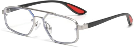 Lång Keeper Fashion pilotglasögon män kvinnor guld metall blå ljusblockerande glasögon retro avaiton glasögon dator spelglasögon, Sliver klar, en storlek