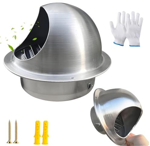 Generico Griglia di Ventilazione A Sfera 70mm-300mm Uscita di Ventilazione A Parete in Acciaio Inox 304, Griglia di Protezione dalle Intemperie, per Condotti Asciugatrici Cucine Uffici(5.9in/150mm)