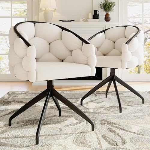 Lyxiga sammetsstolar (2 st). Vridstol Kan roteras 360°. Vardagsrum stolar Matsalsstolar Sminkstolar Modern modestil stolar. Matrumsstolar med ryggstöd. Ergonomisk stol. Bubbelstolar. Beige