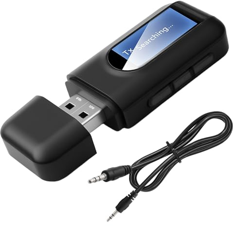 2 en 1 Emisor Receptor Adaptador Bluetooth con Jack de 3,5 mm Cable, Receptor y Transmisor USB Bluetooth 5.0, Transmisor Inalámbrico Portátil para TV PC Auriculares Altavoz Coche Amplificador