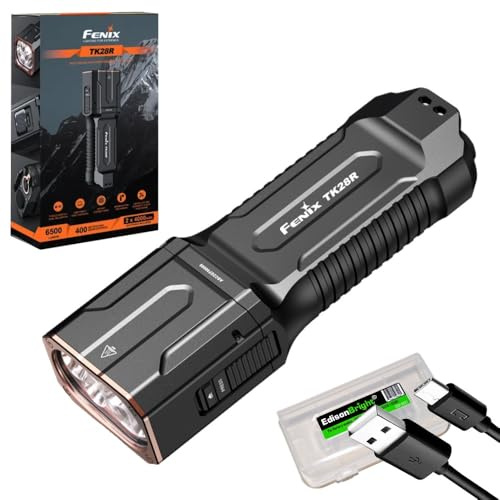 Fenix TK28R Taschenlampe, 6500 Lumen, LED, wiederaufladbar, taktisch, weiß/rot, lange Wurfweite, 400 Meter mit EdisonBright Acc Gehäuse