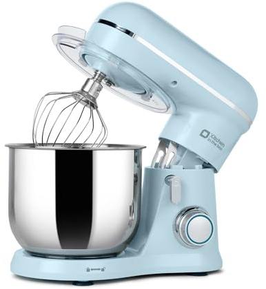 Kitchen in the box Kompakte Küchenmaschine 3,5 L, Rührmaschine & Knetmaschine mit 10 Geschwindigkeiten, Leichte Teigmaschine mit Knethaken, Rührhaken & Schneebesen, ideal für kleine Küchen, Blau
