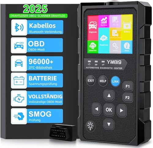OBD2 Diagnosegerät für Alle Fahrzeuge Drahtloses Auto Auslesegerät, D | OBDII Diagnosewerkzeuge mit Motor, ABS, SRS und Getriebe Diagnose, KFZ Fehlerauslesegerät für BMW Mercedes VW, OBD2 Adapter