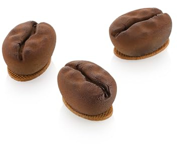 silikomart Stampo in Silicone MIGNON Caffè 30 Accessori Professionali per Cucina e Pasticceria con Cutter ABS, 15 Cavità da 30 ml, Forma Chicco di Caffè