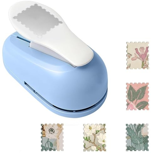 ZVD Briefmarken Stanzer, 2.9×2.4cm Creative Motivstanzer, Stanzer Briefmarkenform, Briefmarken Motivstanzer Quadrat, Tragbarer Stempelstanzer für Karton Scrapbooking Briefumschläge Grußkarten (Blau)