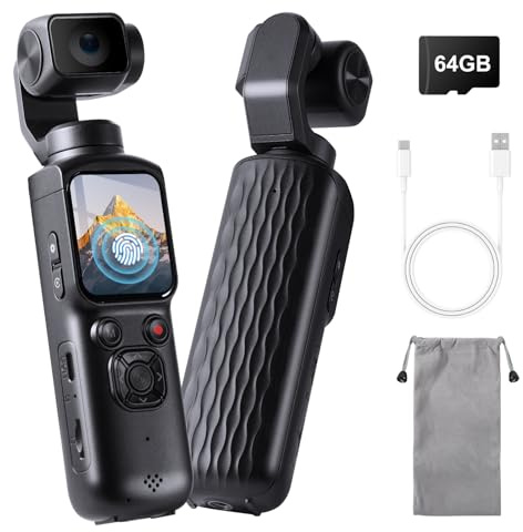 SOPPY Caméra de vlogging 4K, caméra d'action à rotation automatique à 330°, écran tactile de 1,7, batterie 4H, WiFi et suivi du visage pour voyage/vlogging/usage quotidien/sport de plein air/vélo