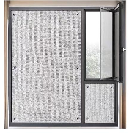 9mm Película Aislante Térmico de Aluminio, Vinilo Cristal Reflectante Opaco para Ventana con Ventosas, Lámina de Privacidad Protector Solar para Vidrio Interior o Exterior(55x180cm)