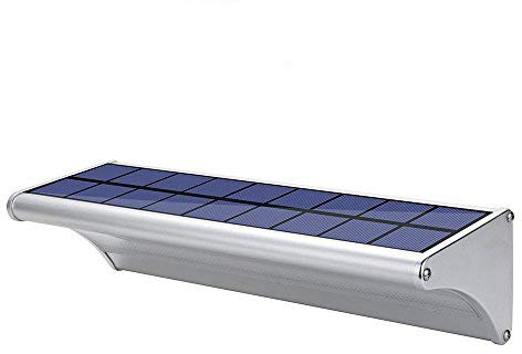 FELiCON Solar Vägglampa Utomhus 60 LED Trådlös Uppladdningsbar 6000 mAh Bttery Vattentät Aluminiumlegering 360 ° Radar Rörelsesensor Vägglampa Uteplats Trädgård Djur Gate Path [Energiklass A ++]