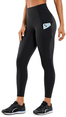 CRZ YOGA Women's Naked Feeling Gym Leggings Squat Proof High Waist Yoga Pants Sports Tights with Pockets - 25 Inches Black - R427 8