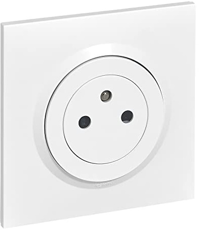 LEGRAND - Prise Electrique Murale 16A avec Terre dooxie Surface + Plaque Carrée - Prise 2P + T Affleurante avec Fond Rétractable - Fabriqué En France - Blanc