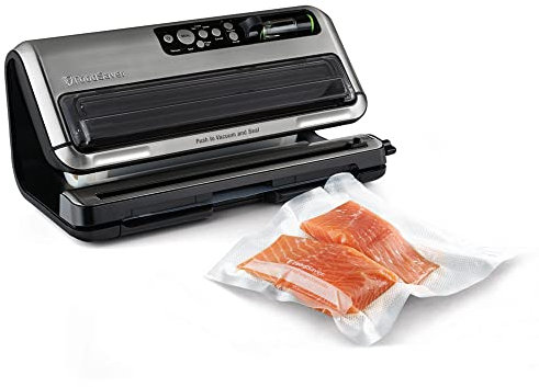 FoodSaver FM5460 Sistema de conservación de alimentos, máquina automática de sellado al vacío 2 en 1 con kit de iniciación, grande