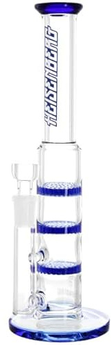 Heisenberg CENOTE 14.5 Glasbong, 27cm mit 3X Honeycomb-Perkolatoren blau gefärbt und 14.5er Standardkopf