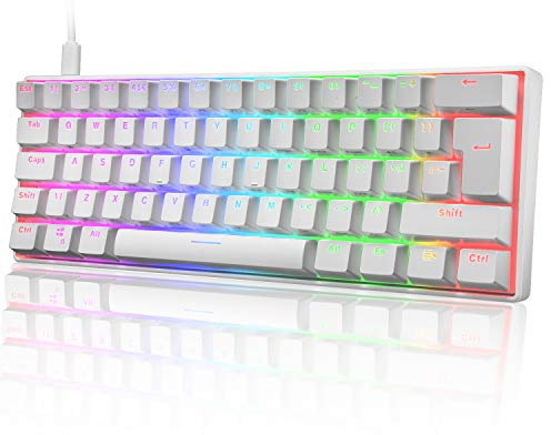UK Layout 60% Mechanische Gaming-Tastatur Typ C verkabelt 62 Tasten LED-beleuchtete USB-wasserdichte Tastatur 14 Chroma RGB-Hintergrundbeleuchtung Anti-Ghosting-Tasten für Computer/PC/ Lapto /MAC