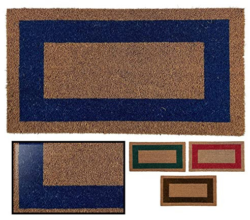LUCA HOME - Felpudo Entrada casa - Felpudo Fibra de Coco Natural Antideslizante - Original y Elegante - Exterior e Interior - Resistente para hogar, Oficina, terraza y jardín (Azul, 33 x 60 cm)