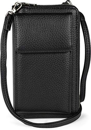 styleBREAKER Damen Mini Umhängetasche Handyfach RFID | 19x11x5,5 cm Crossbody-Bag, 8 Steckplätze für Bankkarten, 3 große Fächer, Münz-Zipper, 71-128 cm Gurt, für 6,5 Zoll.
