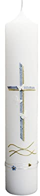 Wiedemann Tauf-Kommunionkerze Kreuz mit Schmetterlingen 265/50mm (Blau)