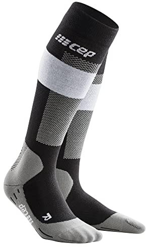 CEP - SKIING MERINO COMPRESSION SOCKS für Damen | Ski Sport Merino Socken mit Kompression und perfektem Fußklima dank Merino Wolle | Grau | Größe IV | L