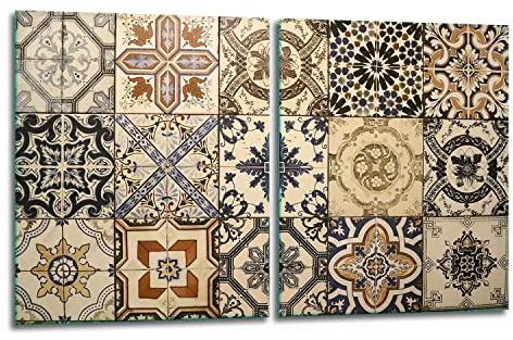 TMK ArtDeko Plaque de protection pour plaque de cuisson 2 pièces 40x52 cm - Pare-éclaboussures & couvre-plaque – Protection de cuisinière en verre de sécurité – Robuste, hygiénique & antidérapant