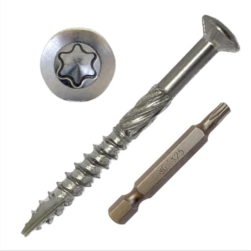 Terrassenschrauben 5 x 60 mm INOX Edelstahl gehärtet C1 – rostfreie Edelstahlschraube für Holz-Terrassen 1000 Stück