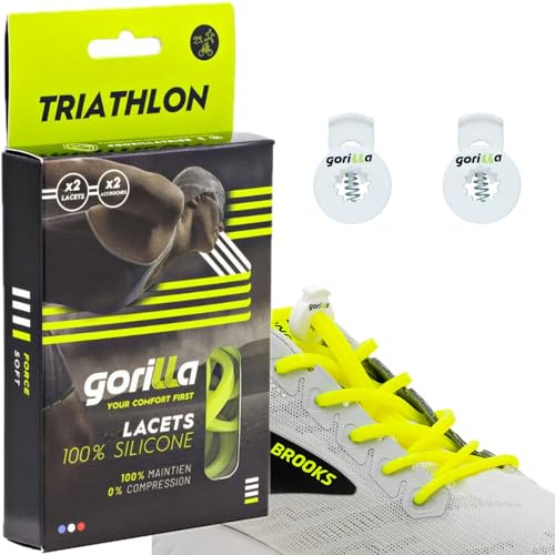 Gorilla Lacets Elastiques Triathlon en Silicone Idéal pour vos Transitions