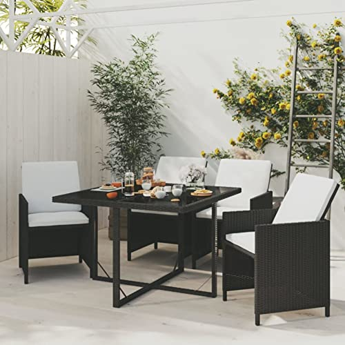 Festnight Rattan Gartenmöbel Set 4 Personen Balkon Sitzgruppe Garten Essgruppe Balkonmöbel Set Gartentisch mit 4 Stühlen Set Gartenbank Polyrattan Gartengarnitur Sitzgarnitur Balkontisch