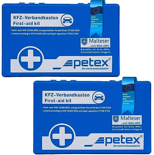PETEX Verbandkasten 2er Set, Inhalt nach DIN 13164:2022, blau